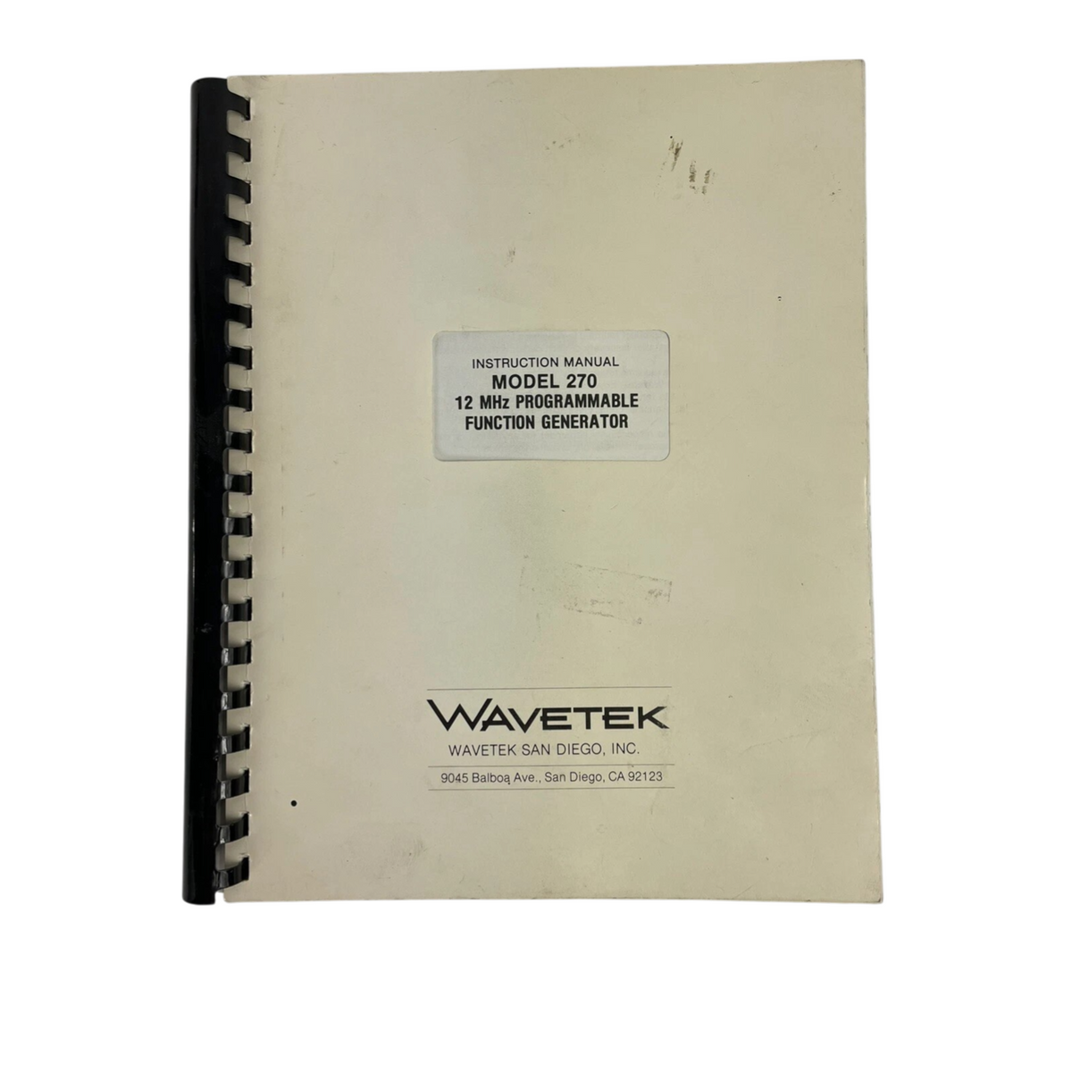 Wavetek Model 270 12 Mhz programmable function Generator Instruction Manual