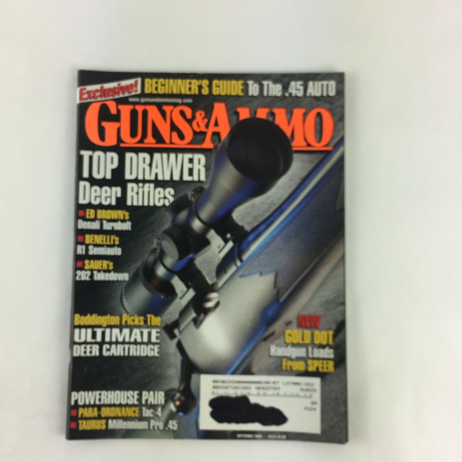 September 2003 Guns & Ammo Magazine Top Drawer Deer Rifles ED Browns Sauer's