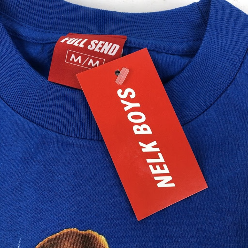 Nelk Boys New Short Sleeve Blue Shirt Mens Medium Born Sender NWT Full Send Rona
