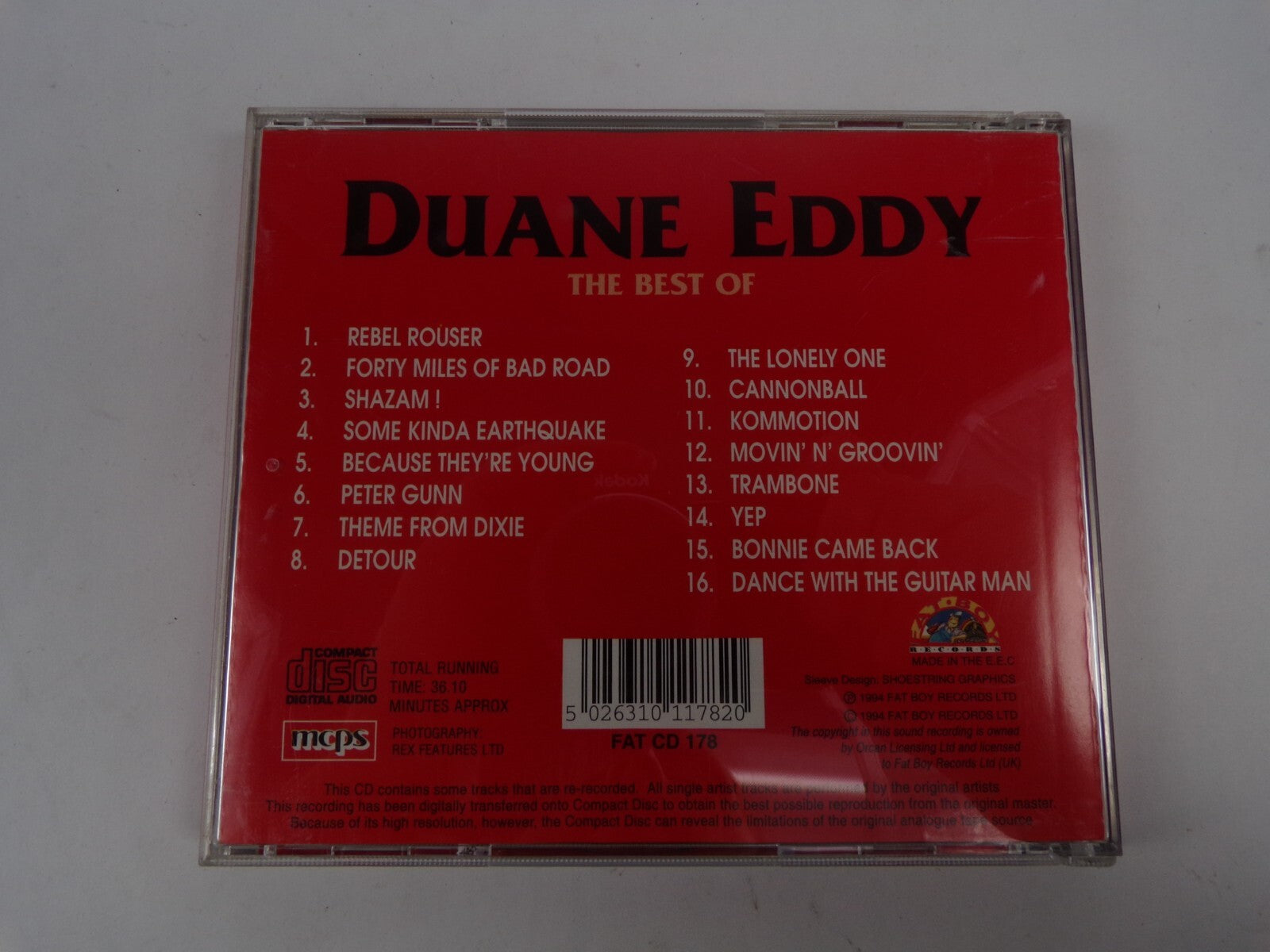 Duane Eddy The Best of 16 Tracks Including Shazam Rebel Rouser Peter Gunn CD#37