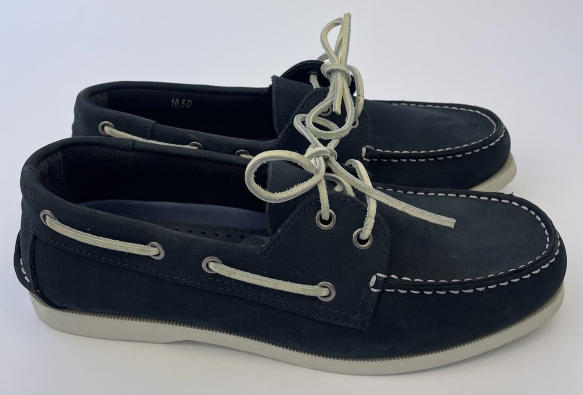 Joseph Abboud Boat Shoes Mens 10.5 Navy Blue Nubuck Leather Moc Toe Deck Loafers