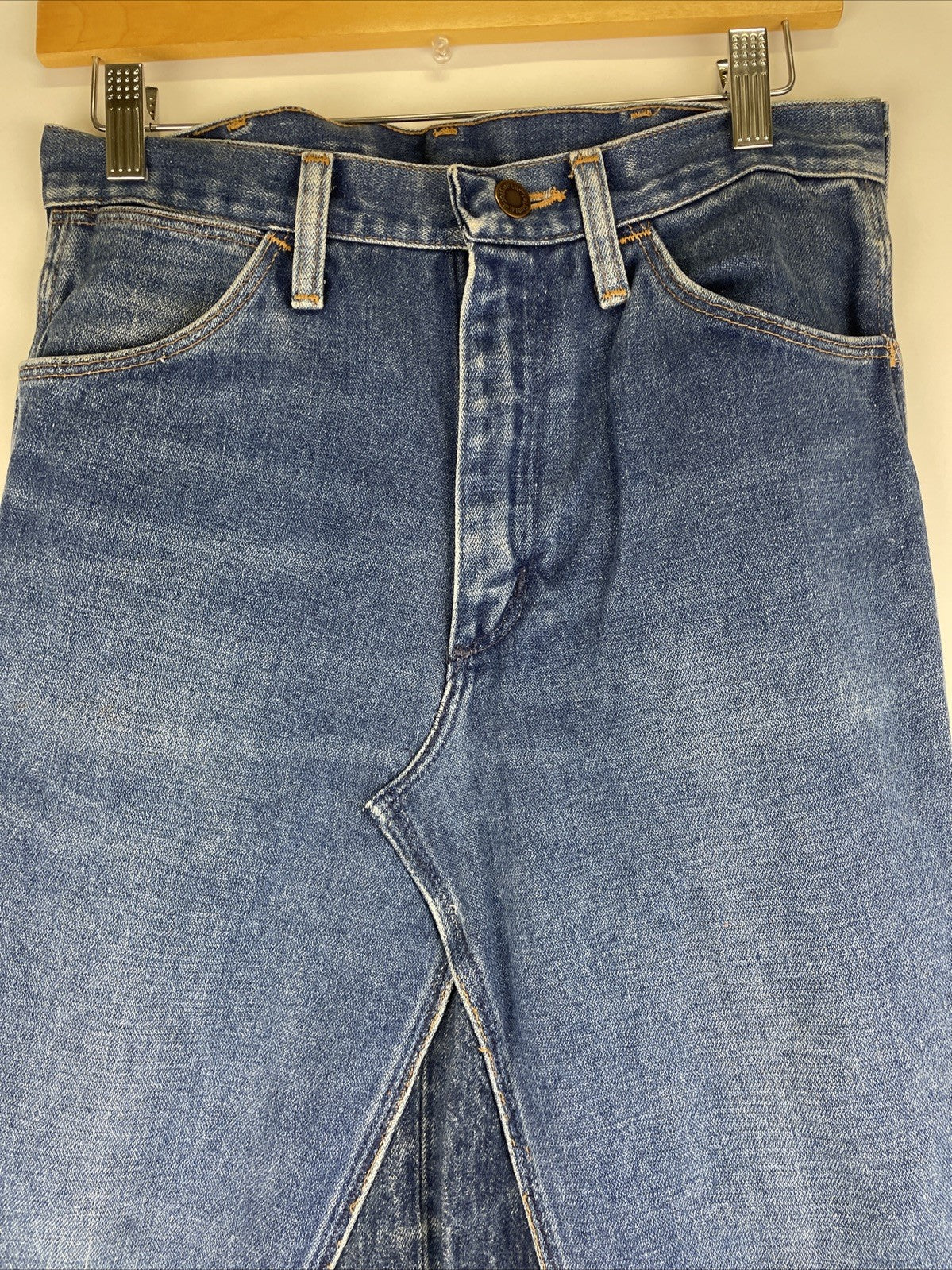 Vintage Wrangler Denim Maxi Haute Couture Long Skirt  Custom Made Fashion