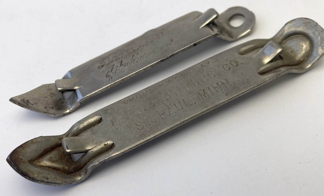 2 x Bottle Opener Vintage Church Key Hamm's Beer  4.25” Long Theo Hamm Brewing