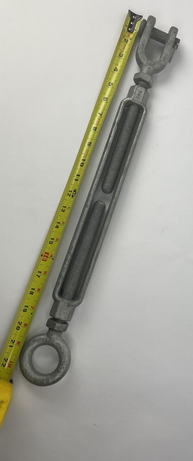 Chicago Hardware USA Turnbuckle Jaw & Eye Galvanized 3/4" x 14" Body CHF 3/4"