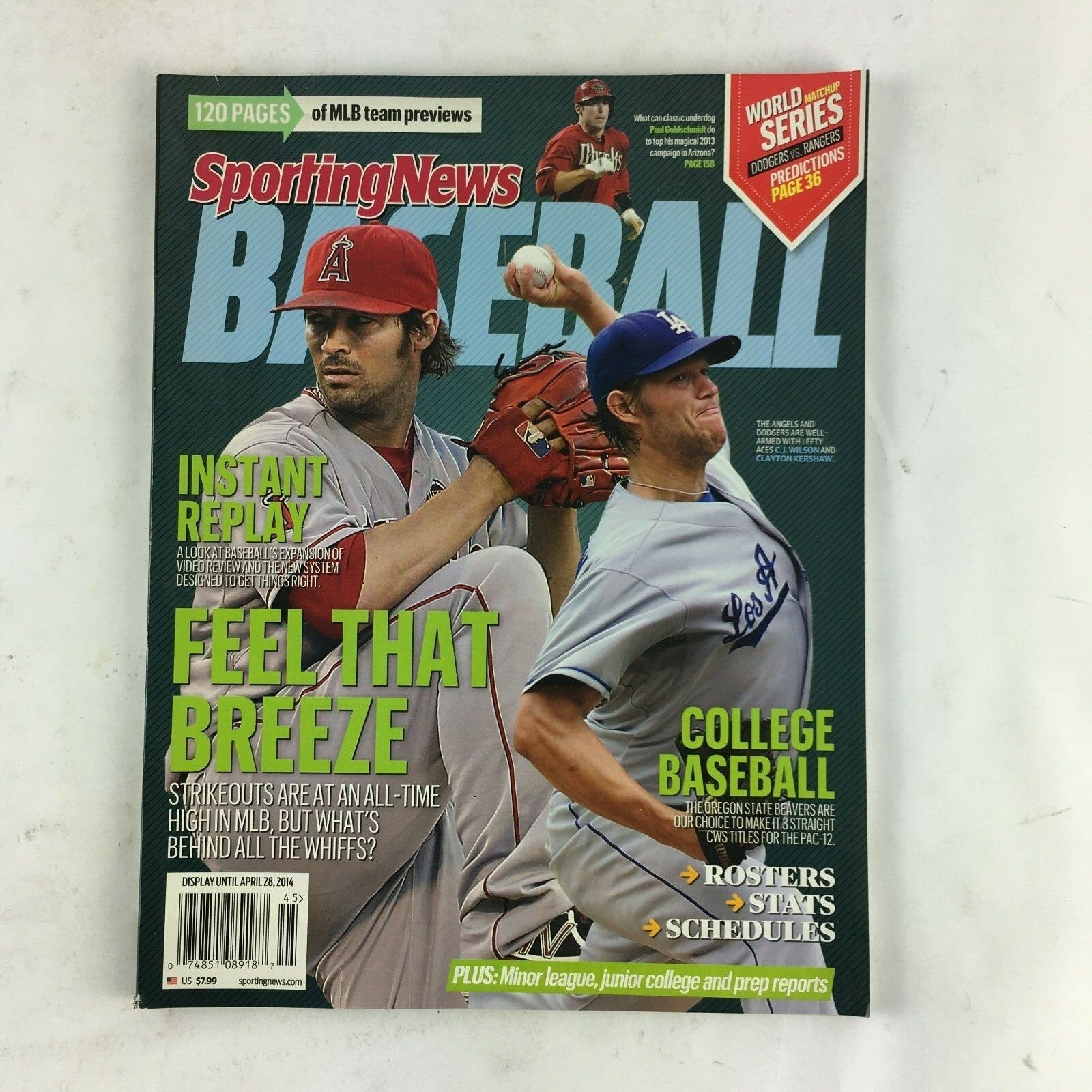 April 2014 Sporting News Magazine Feel that Breeze Instant Replay C.J.Wilson