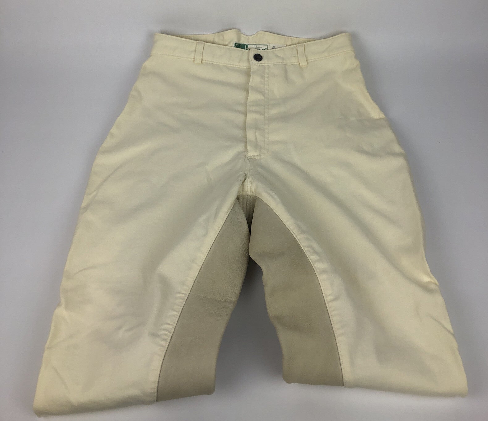 EQUI Wear Women’s Leather Knee Patch Breech Riding Pants Equestrian Cream Sz 30