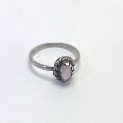 Native American Dainty  Minimalist Mother Pearl 925 Sterling Silver Ring Size 1