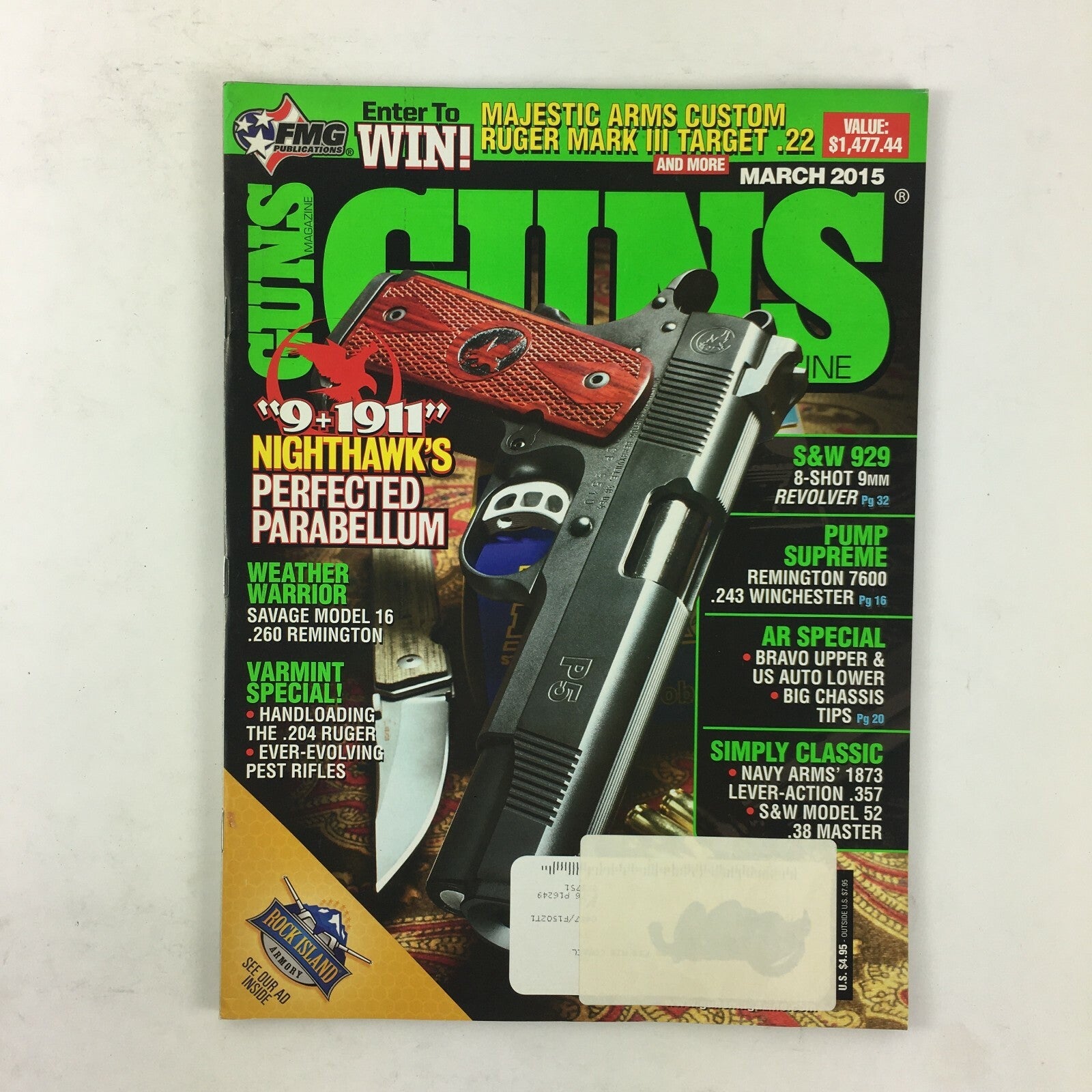 March 2015 Guns Magazine Nighthawk's Perfected Parabellum .243 Winchester .357