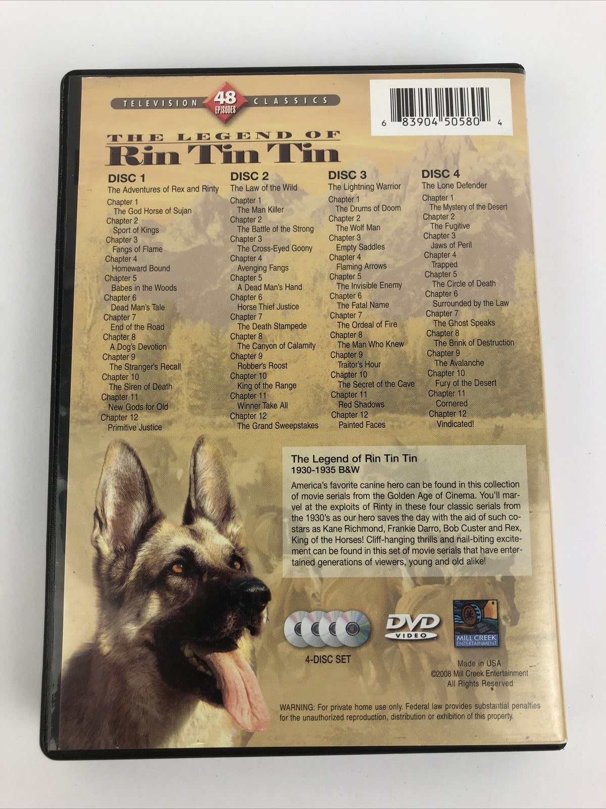 The Legend of Rin Tin Tin  Boxed Set 48 Episodes (DVD, 2008) 4 DVDs 