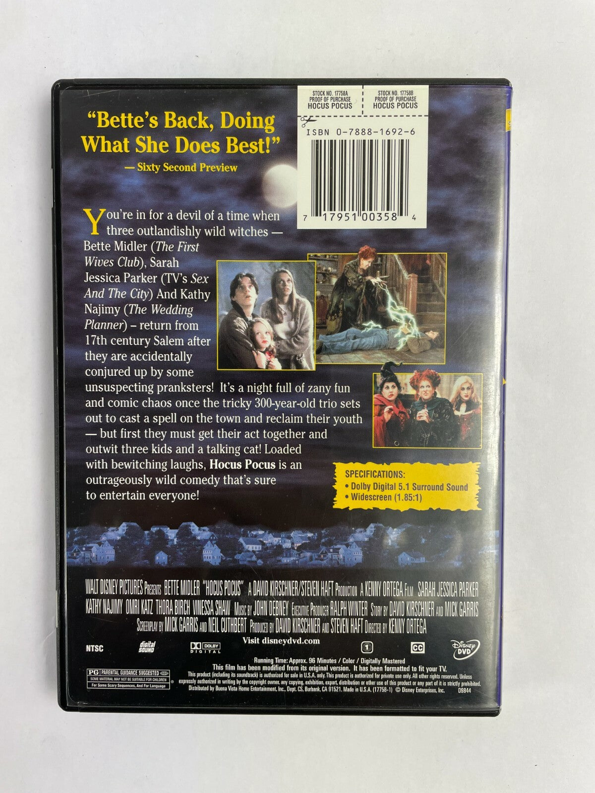 Hocus Pocus Very Very Funny A 10 Bette Midler Kathy Najimy Sarah DVD Movies