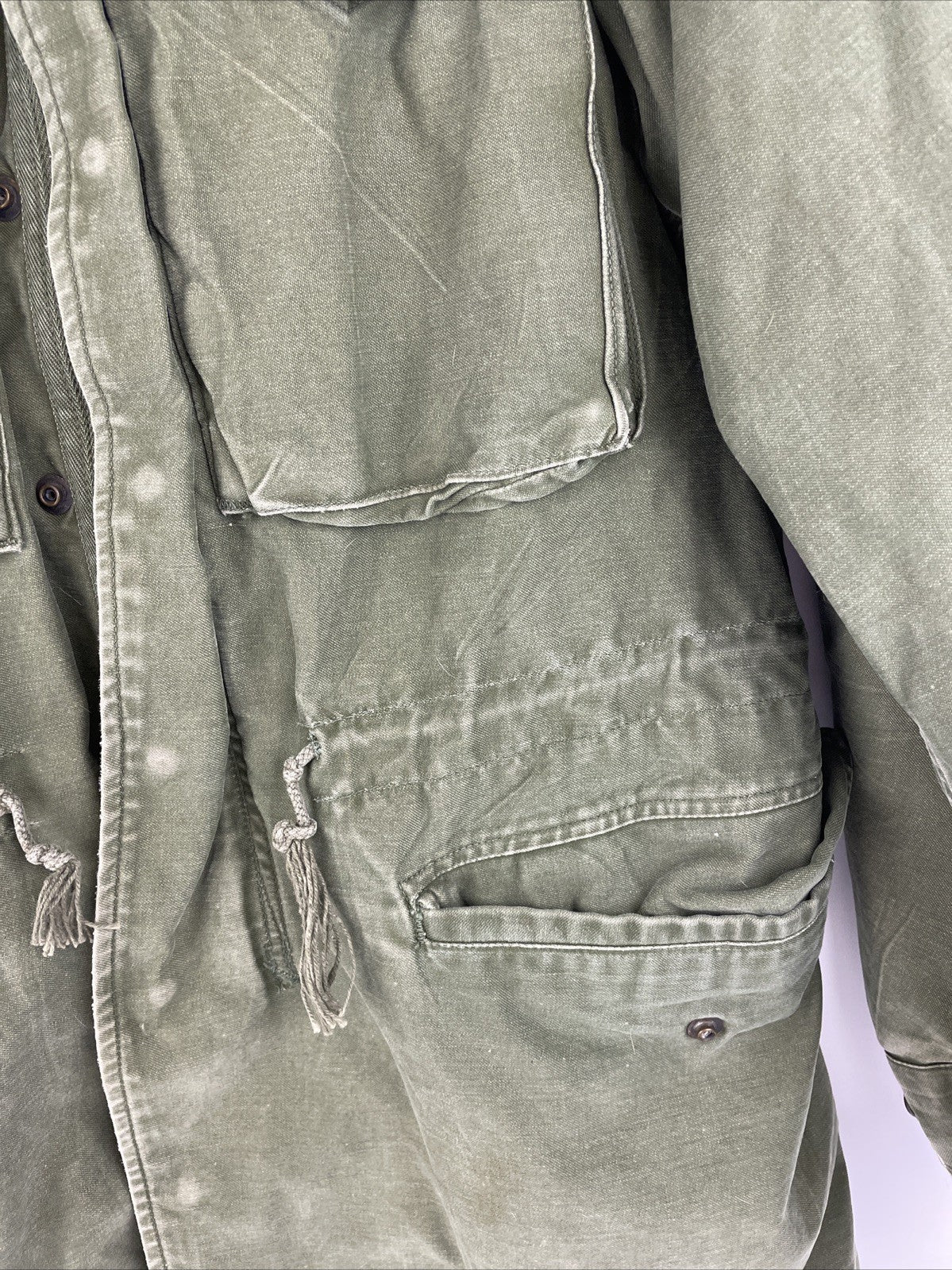 Vintage US Army Coat Mens XS Olive Green Field Jacket WR Sateen OG107 Military