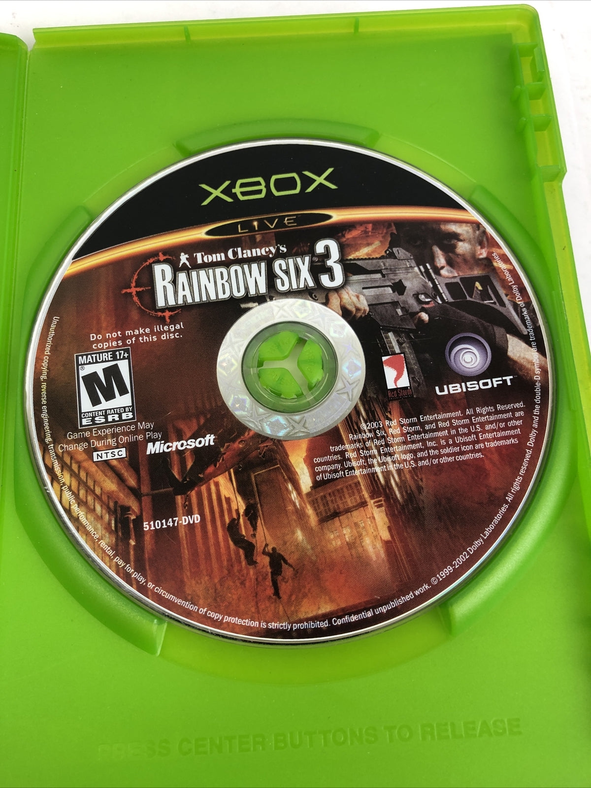 Tom Clancy's Rainbow Six 3 (Microsoft Xbox, 2003) Complete with Manual