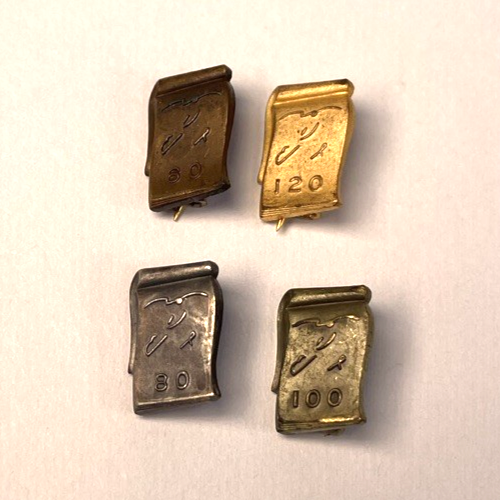 4 Vtg Shorthand Stenography 120.100,80,60 WPM Words Per Minute Lapel Pin Awards