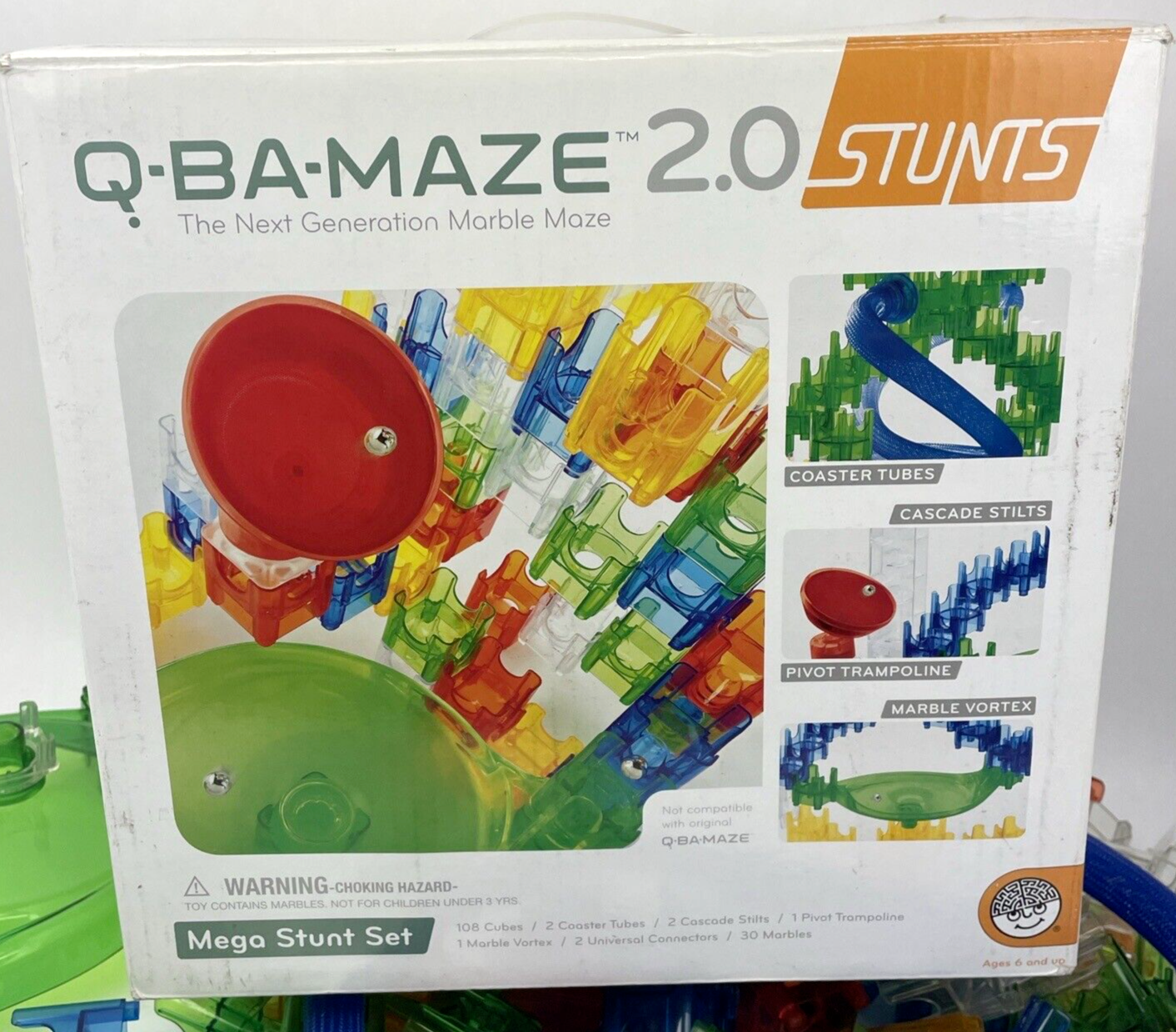 Q-BA-MAZE 2.0 Stunt Tower 114 Assorted Pieces 29 Marbles Replacement Cubes Build