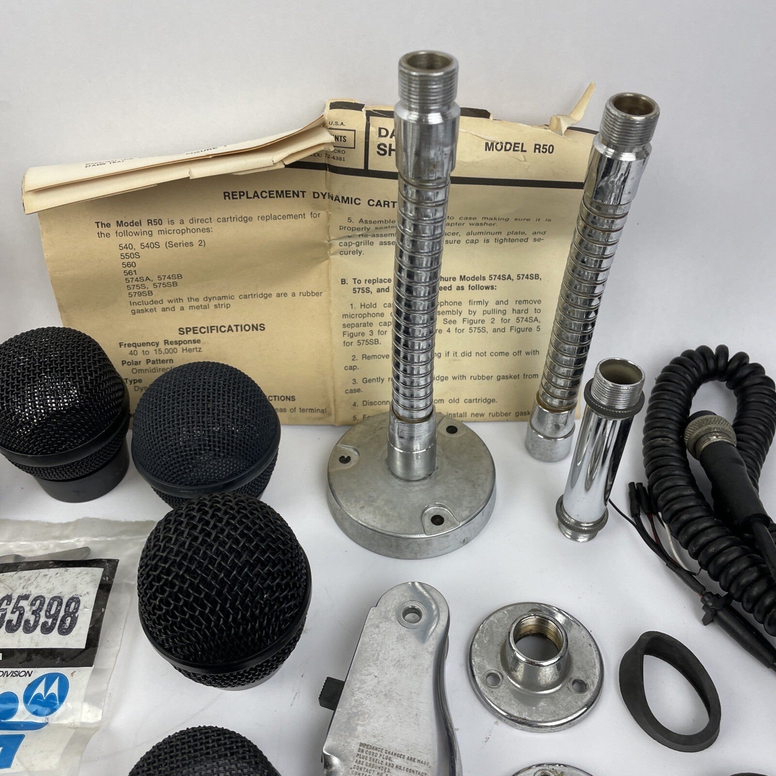 Vintage Motorola SHURE Horn Speaker Microphone Parts Lot - LOOK