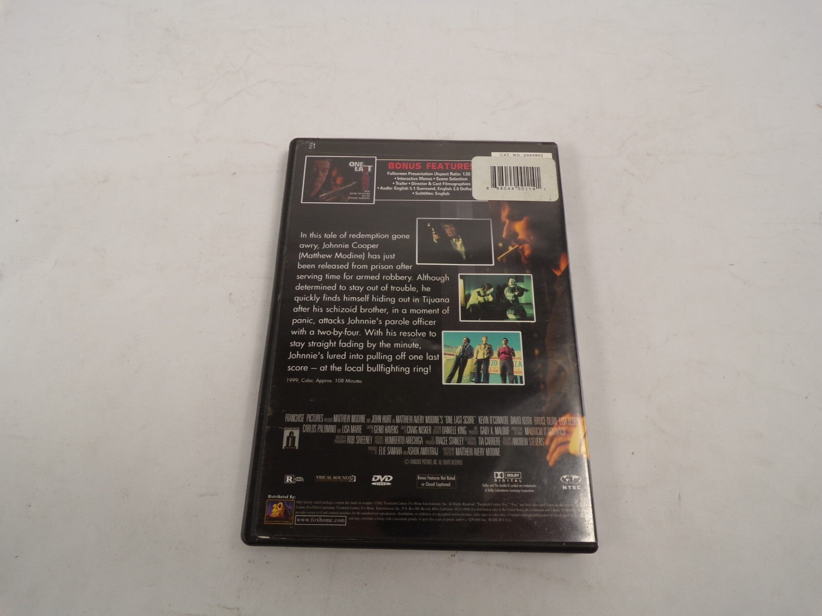 One Last Score Matthew Modine John Hurt Armed Robbery Family DVD Movies