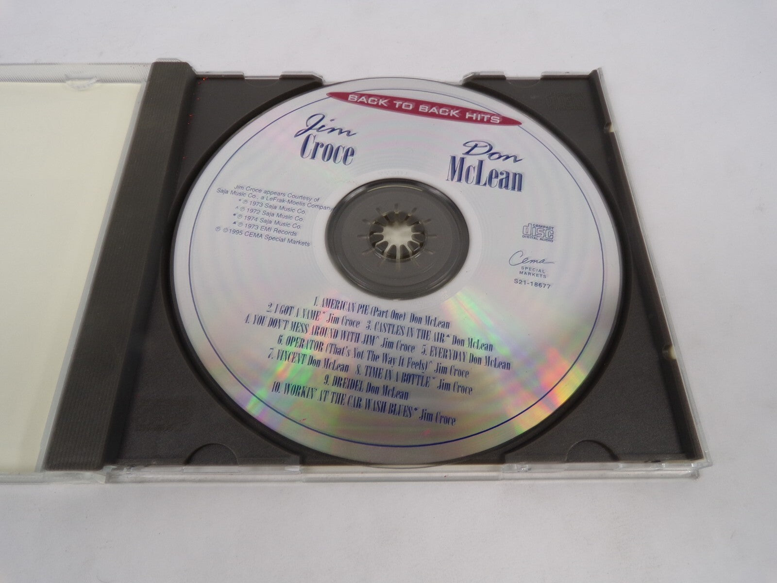 Back To Back Hits Jim Croce / Don Mclean American Pie Don Mclean I Got A CD#63
