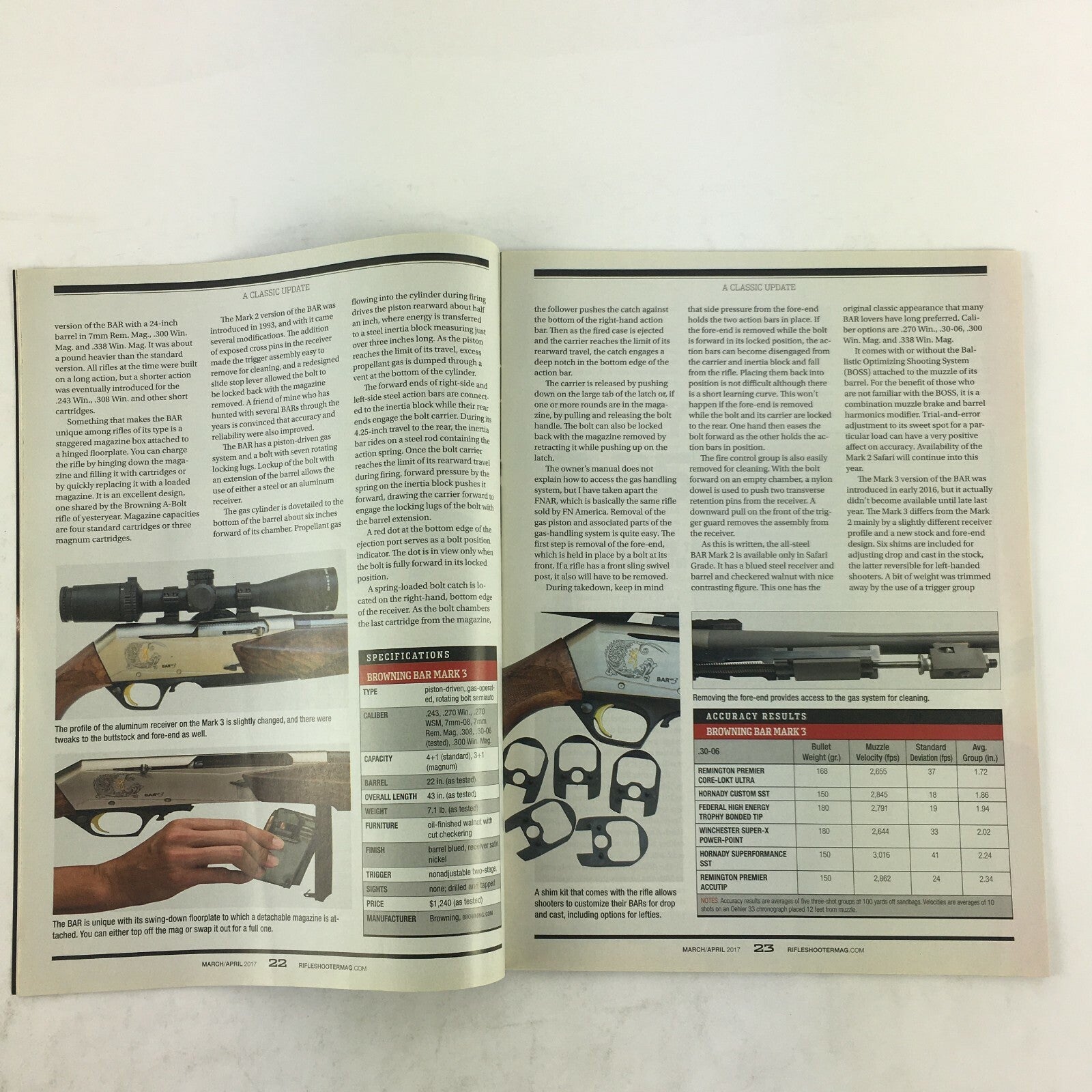 March 2017 Rifle Shooter Magazine Bar Mk3 Springfield Saint AR-15 Magnum Mauser