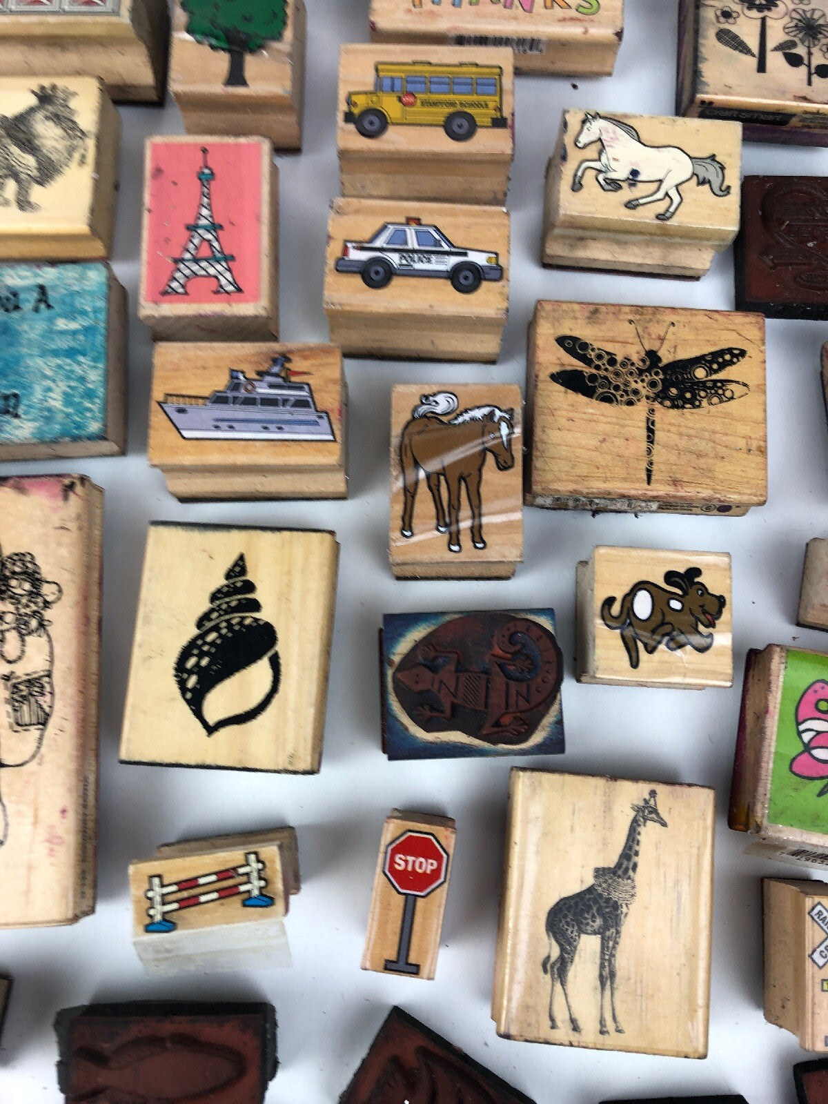 Lot of 75 x Pieces Rubber Stamp Lot Assorted Farm Animals Christmas Quotes Fish
