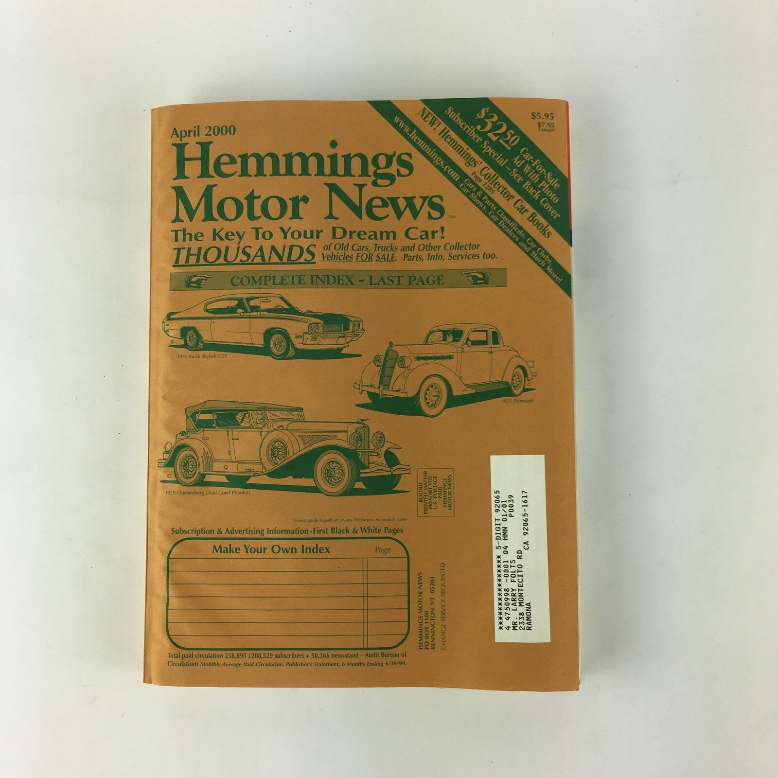 April 2000 Hemmings Motor News Magazine 1970 Buick Skylark GSX 1935 Plymouth 