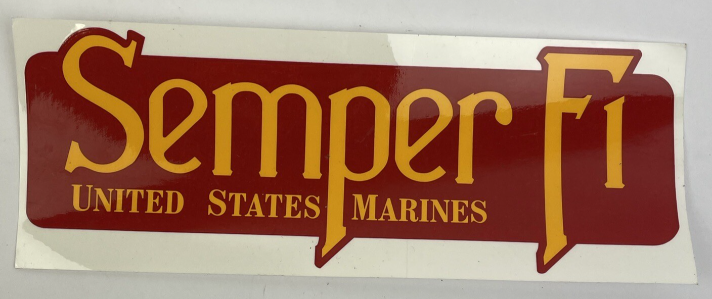 Vintage 90's Semper Fi United States Marines Bumper Sticker 10" x 3.75" Clear