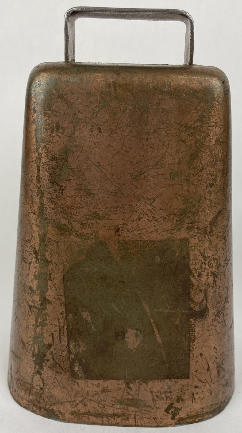 Vintage Copper 6" l Cow Bell - 6" x 5" x 3" Patina Copper Patina - Yreka Cali