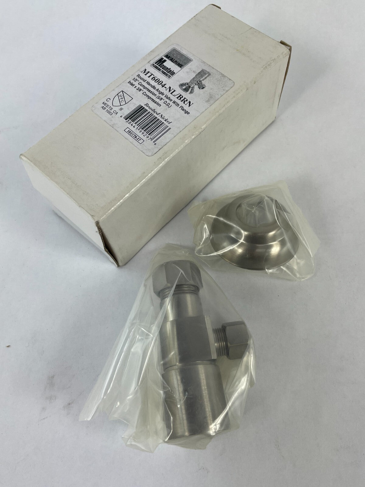 Mountain Plumbing MT6004-NL/BRN Round Handle Angle Valve with Flange Brushed Nickel