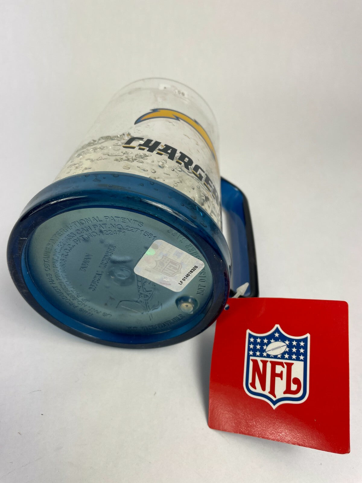 NFL Los Angeles Chargers acrylic freezer mug with insulated gel lining.