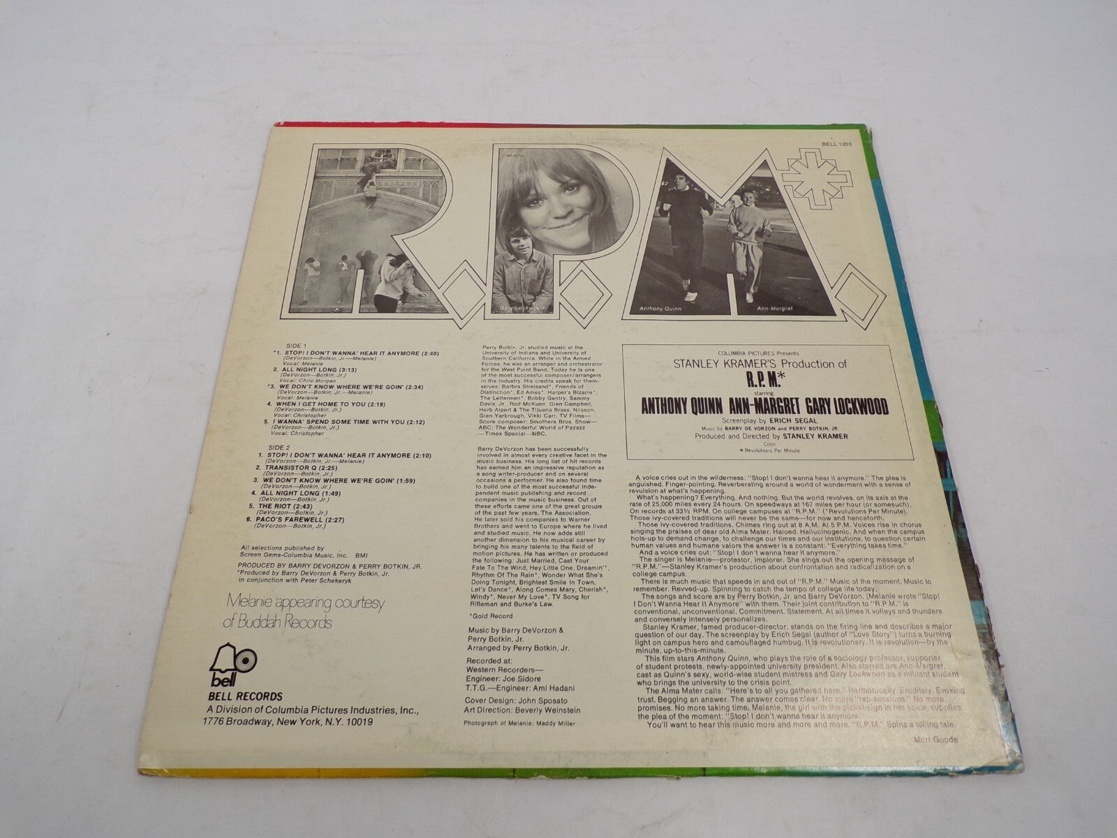 R.P.M Revolutions Per Minute Barry Devorzon and Perry Botkin, Jr Vinyl Record