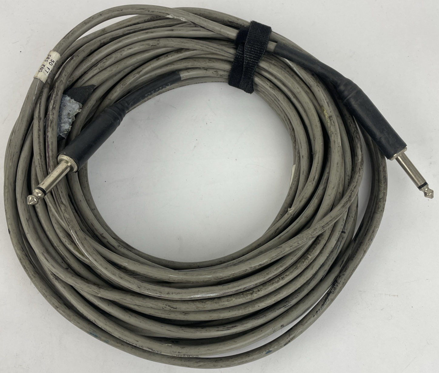 1/4" Mono Jack Male to 1/4" Mono Jack Male Insulated Mic Audio Cable 50' Long
