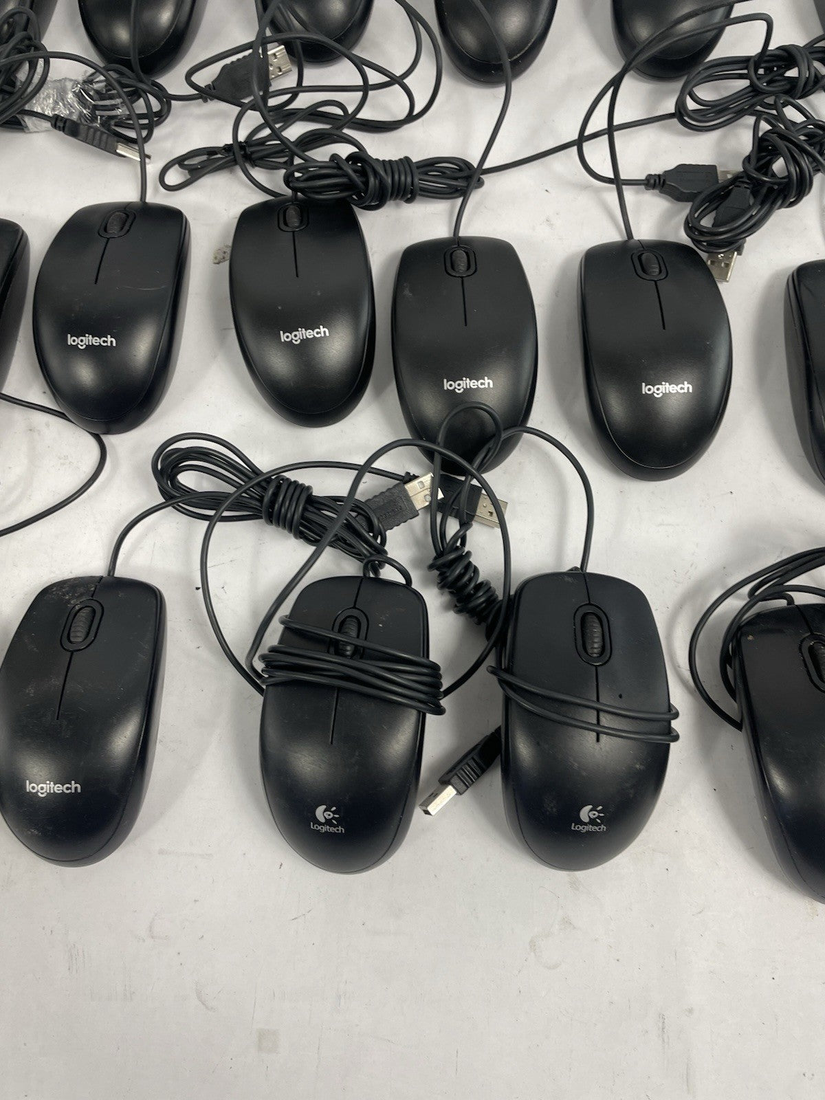 Lot of 24: Logitech B100 USB Optical Wired Scroll Mouse (Black)