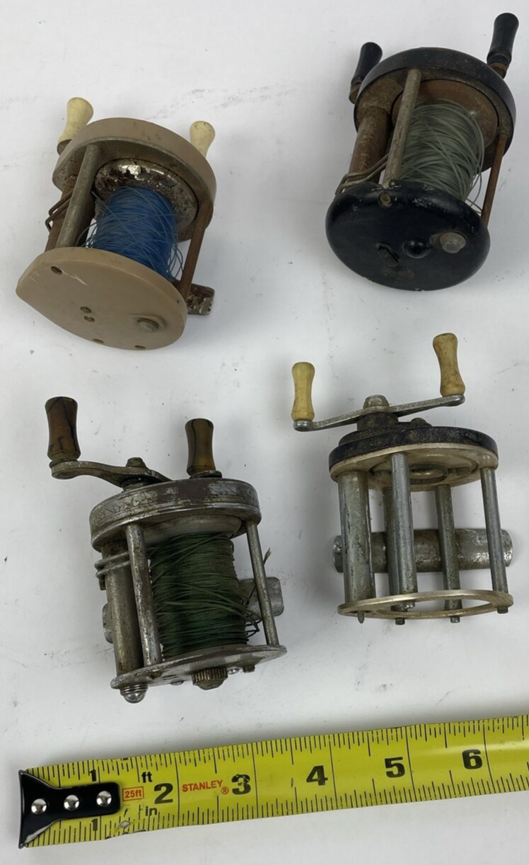 Lot of 4 x Vintage Mini Conventional Casting Reels Fishing Unbranded - USA MADE