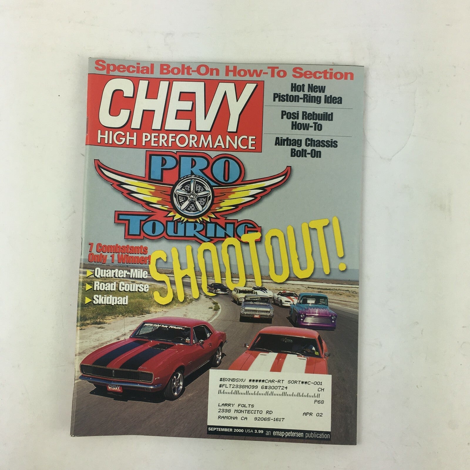 September 2000 Chevy High Perfomance Magazine Shootout! Quater-mile Road Course 
