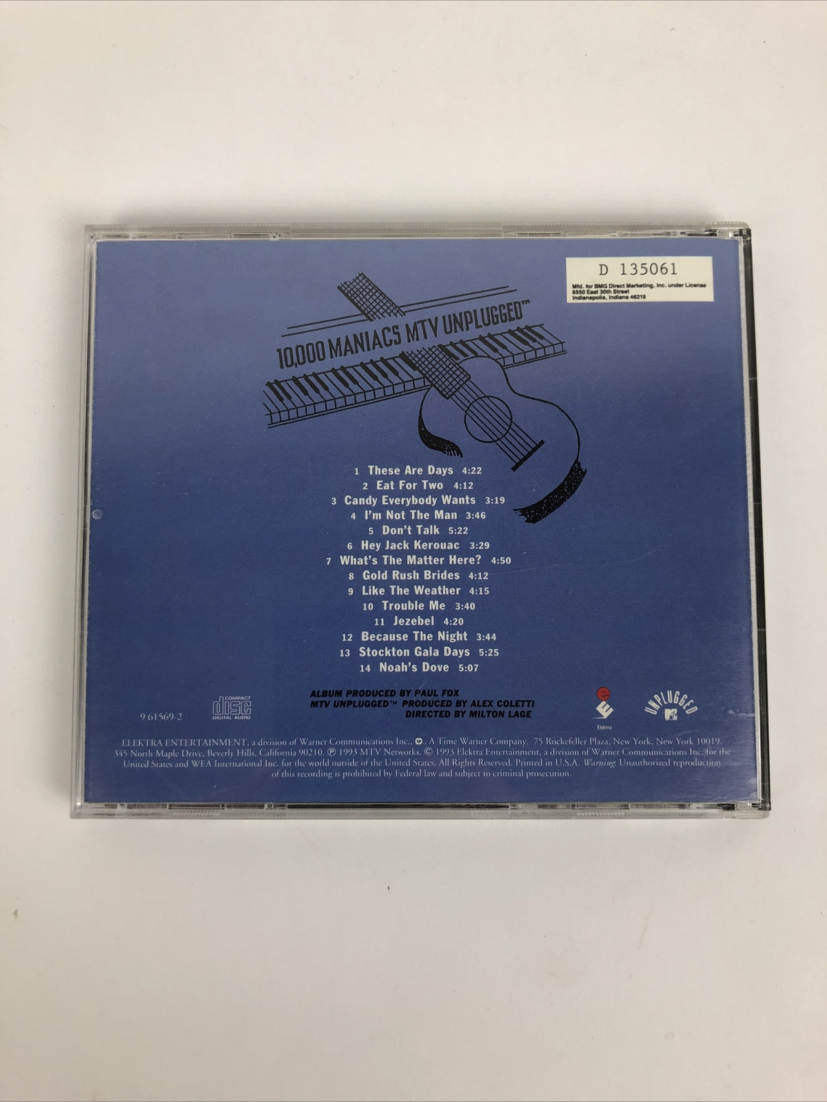 MTV Unplugged Digital CD - 10,000 Maniacs  1993-10-15 - Elektra MINT DISC #56