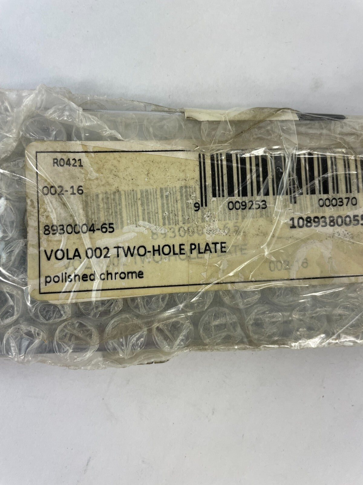 VOLA 002 two hole wall plate 60 x 230 mm polished chrome minimalist bathroom fixture