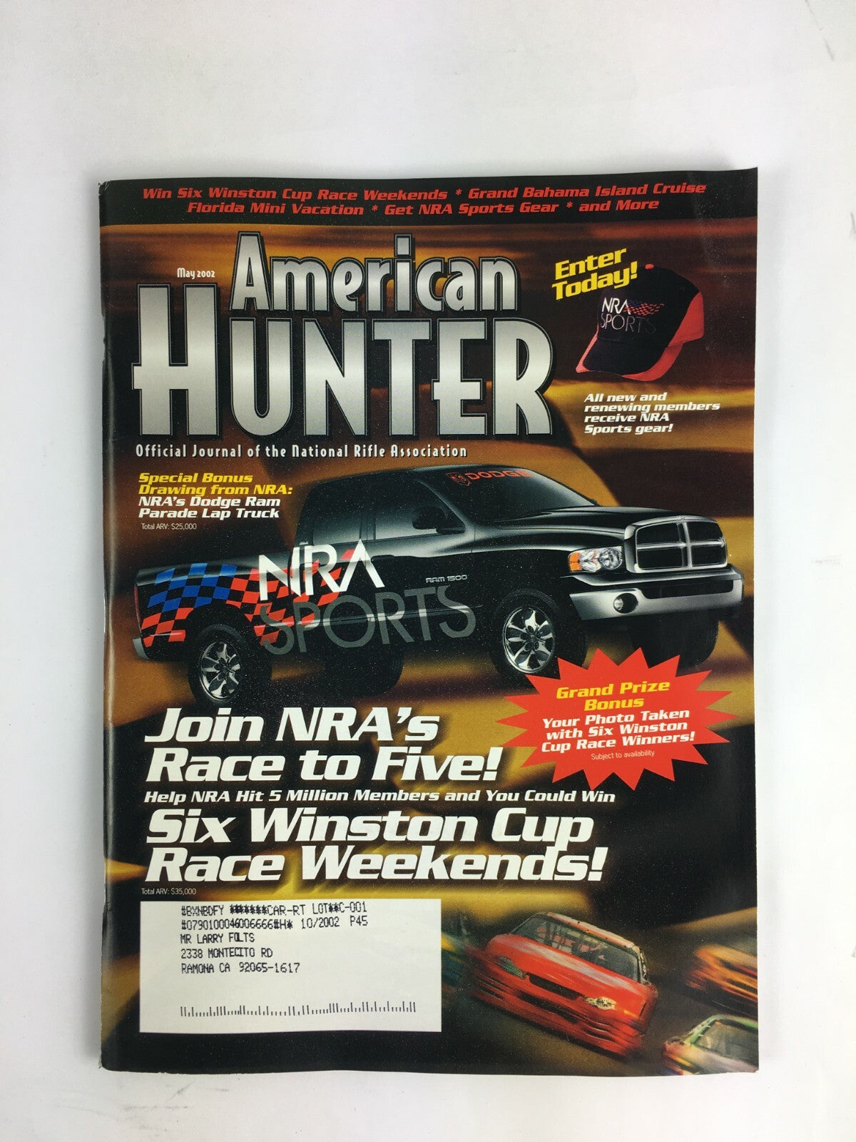 May 2002 American Hunter Magazine Join NRA's Six Winston Cup Race Weekends! 