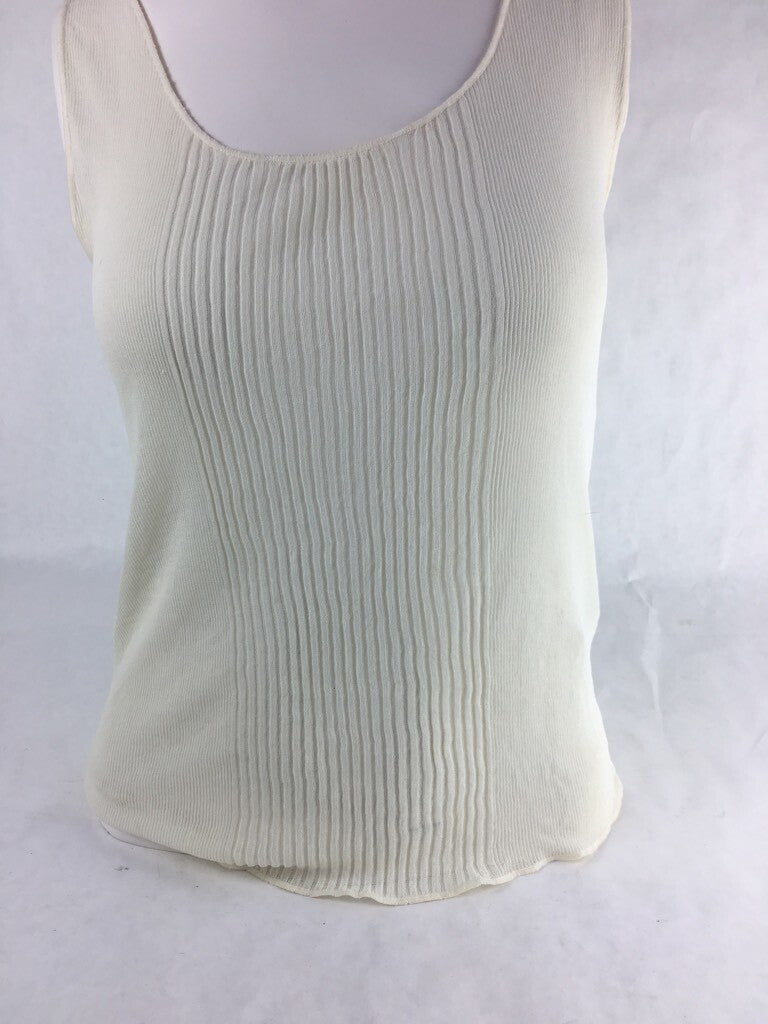 Majestic Womens Tank Top Ivory Scoop Neck Ribbed Blouse 1
