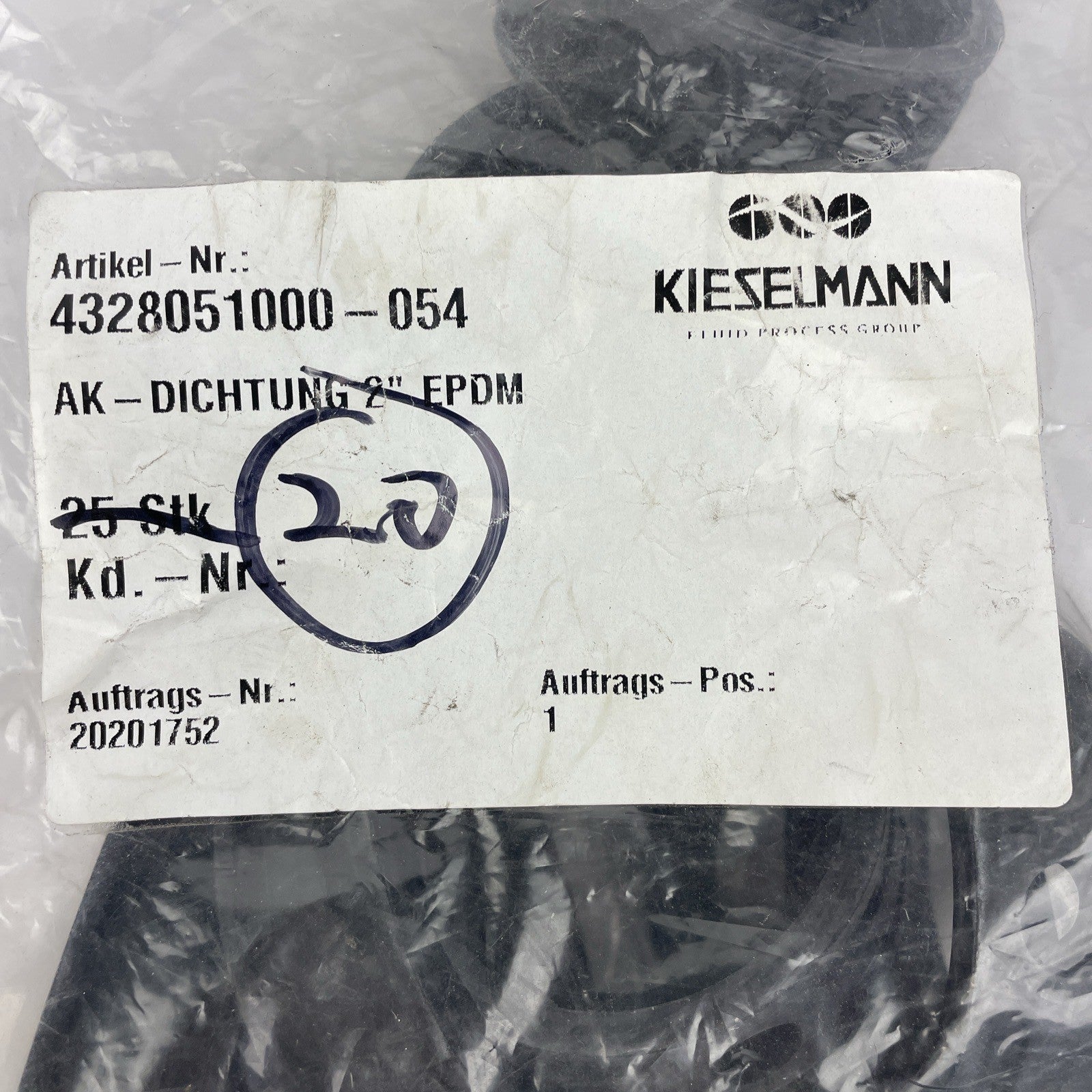 Butterfly Valve Seat 2" Black EPDM Compatible with New Version Kieselmann 2010+