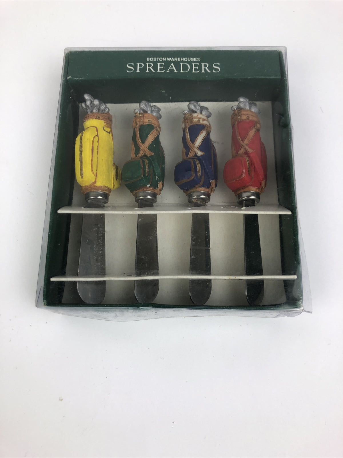 Golf bag handle cheese spreader set of 4 appetizer serving knives golf themed kitchen tools new