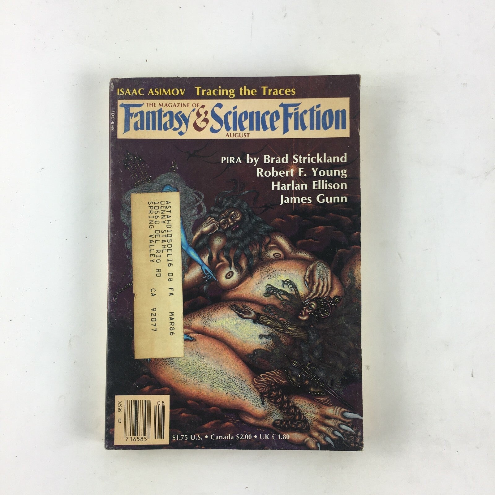 August Fantasy&Science Fiction Magazine Pira by Brad Strickland Robert F.Young