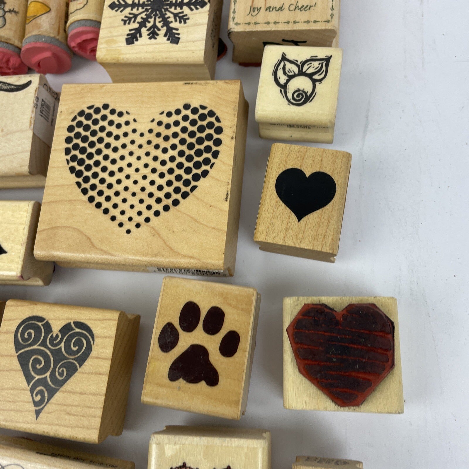 Rubber Stamp Lot SANTA Flowers Christmas DOG Paw Words Scrapbook Paper New Used