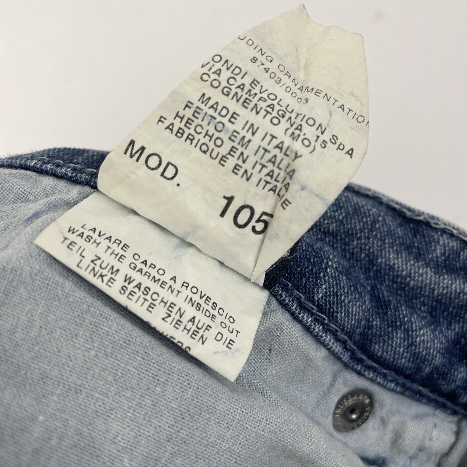 Trussardi Denim Blue Jeans Fitted Hip Size 32 UK Trousers - LOOK