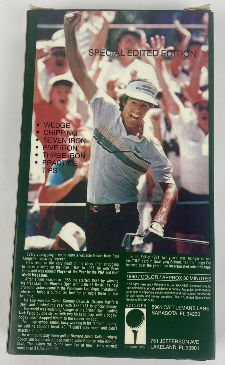 The Azinger Way VHS Video 1990 Golf Paul Azinger Special Edited Edition - VGC