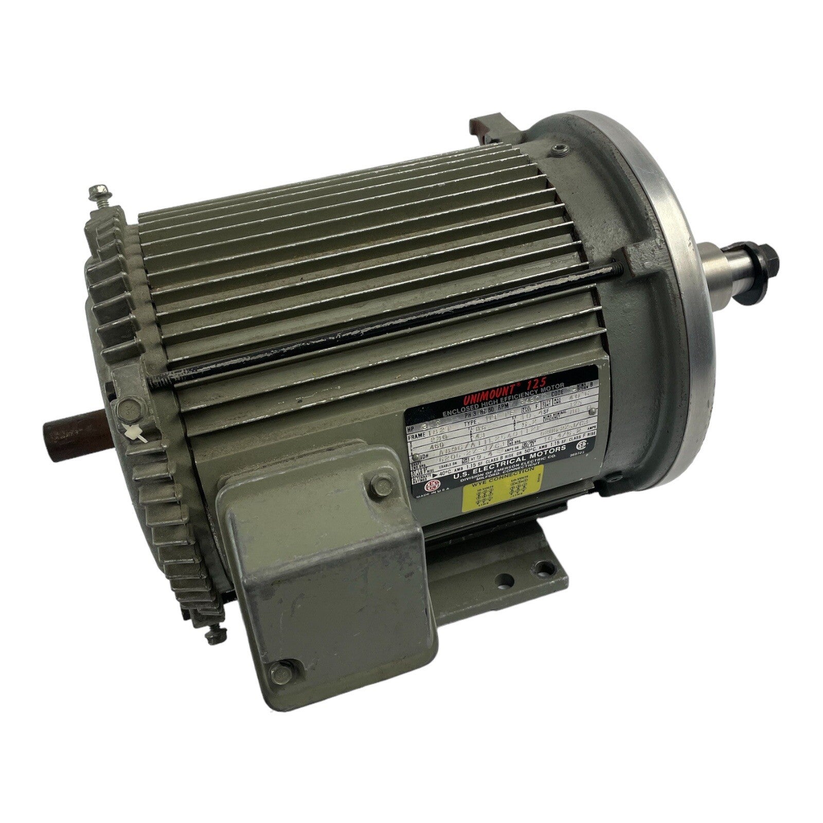 3HP US Motors A896A Unimount 125 Motor 3PH 182T 3490 RPM 208-230/460V