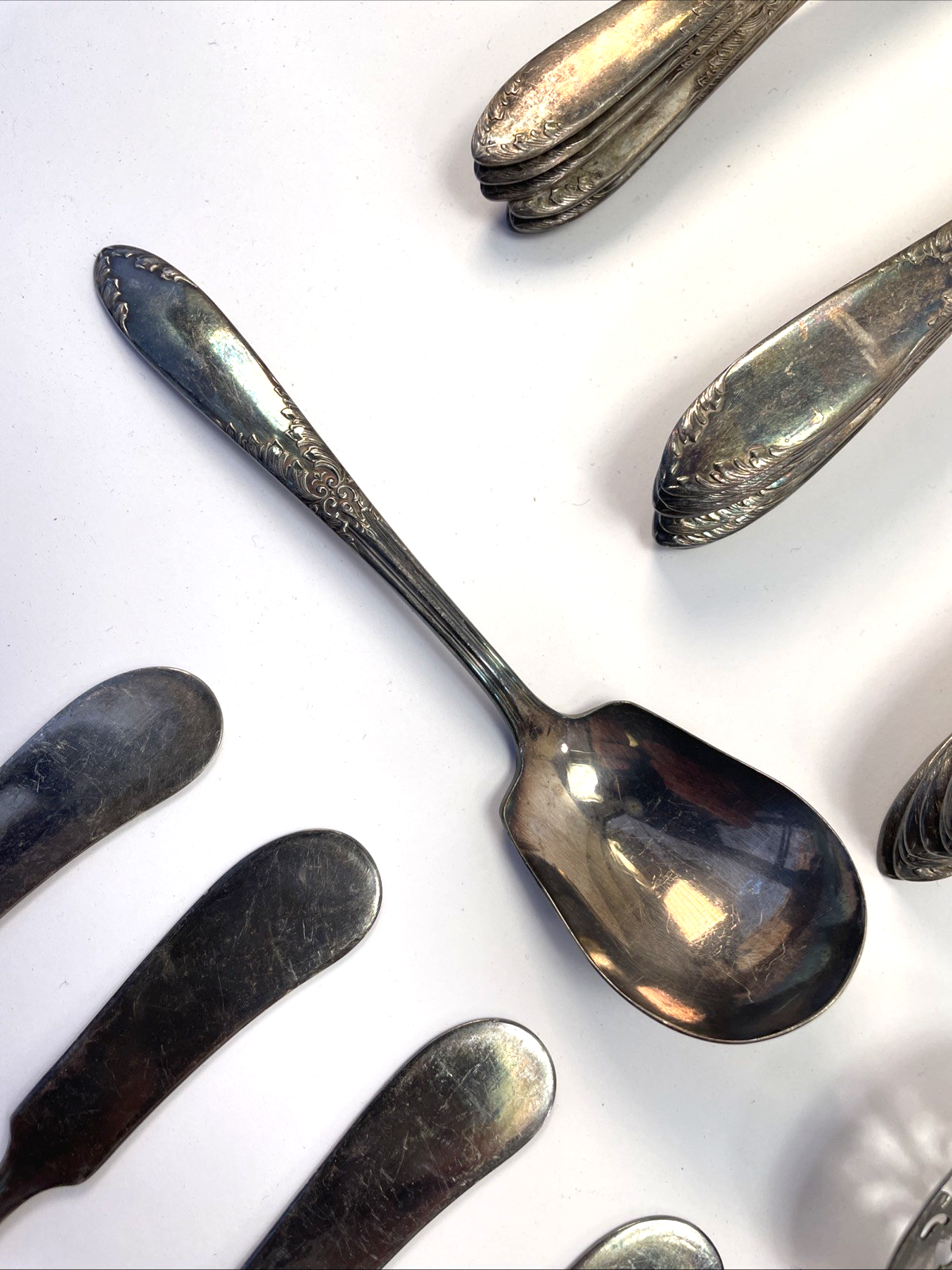 Vintage National Silver Silverplate Royal Pattern Needs TLC 33 Pc Lot