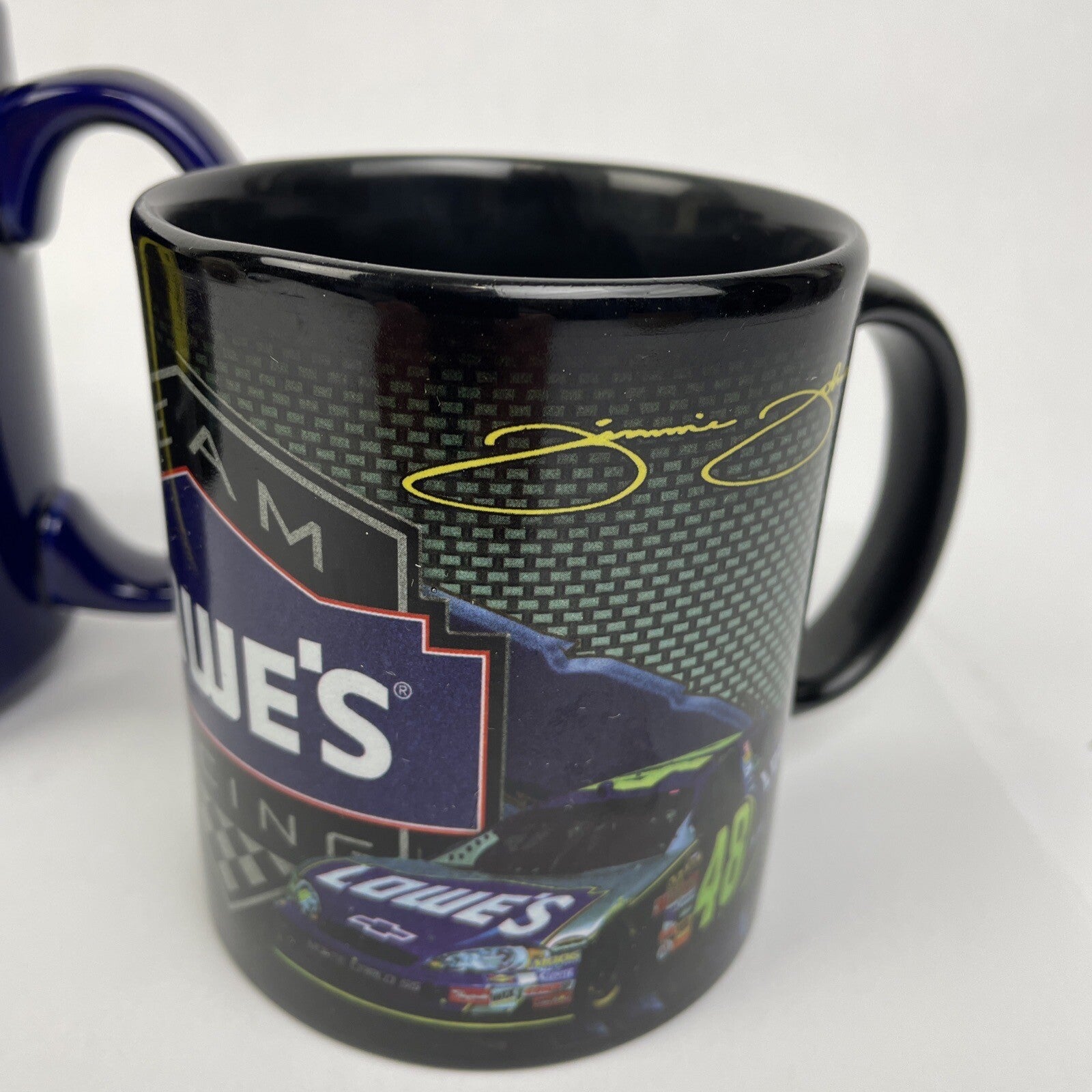 3 x NASCAR Jimmie Johnson #48 3D 12 oz. Coffee Mugs Blue Yellow Signature Racing