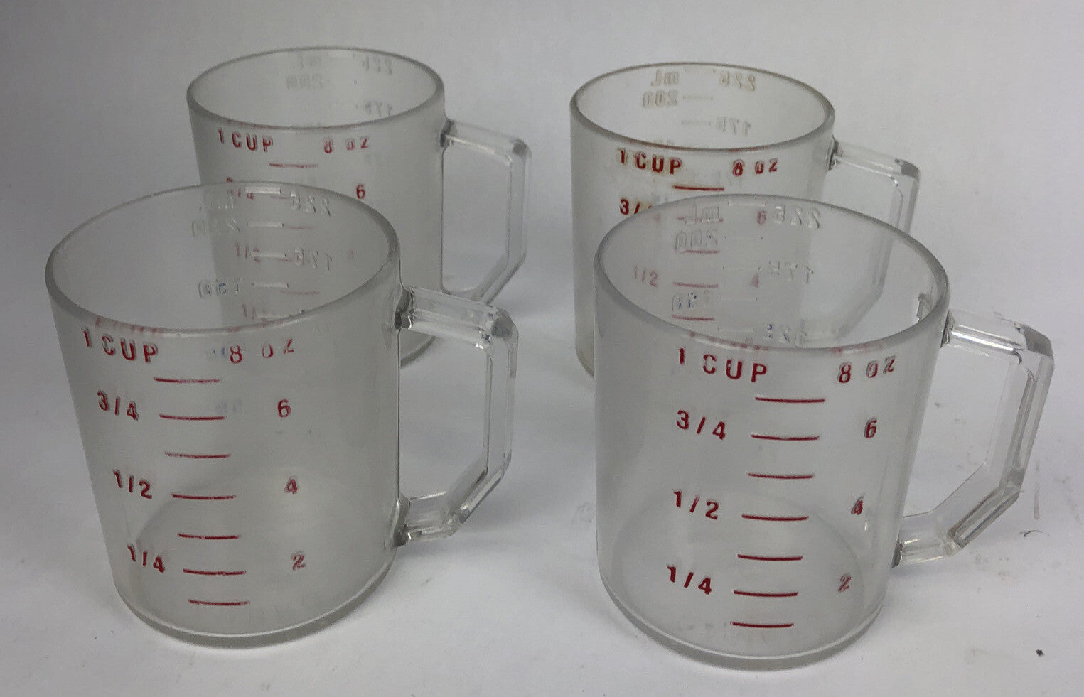 4 x Cambro 25MCCW135 Camwear Clear 1 Cup Measuring Cup - Made in the USA