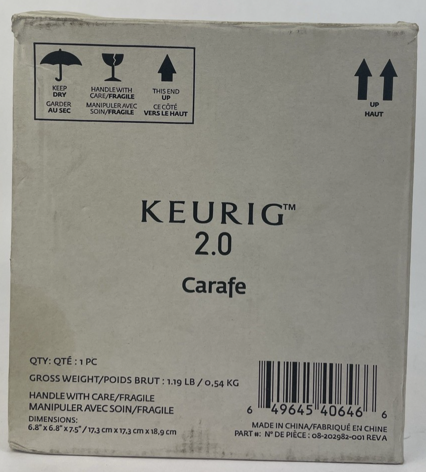 NOS Keurig 2.0 Thermal Carafe Black Brand New in original box