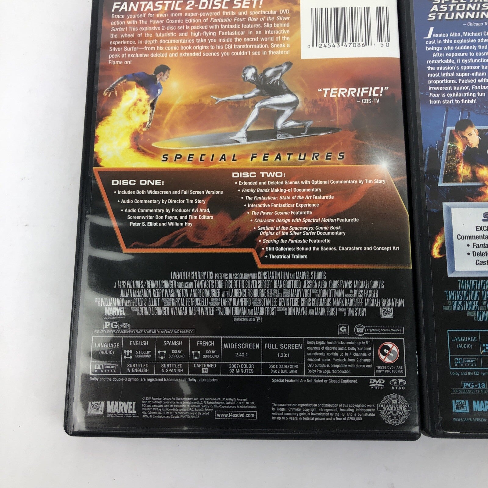 (2) Marvel Fantastic Four DVD Lot: Original, Rise of Silver Surfer Mint Discs