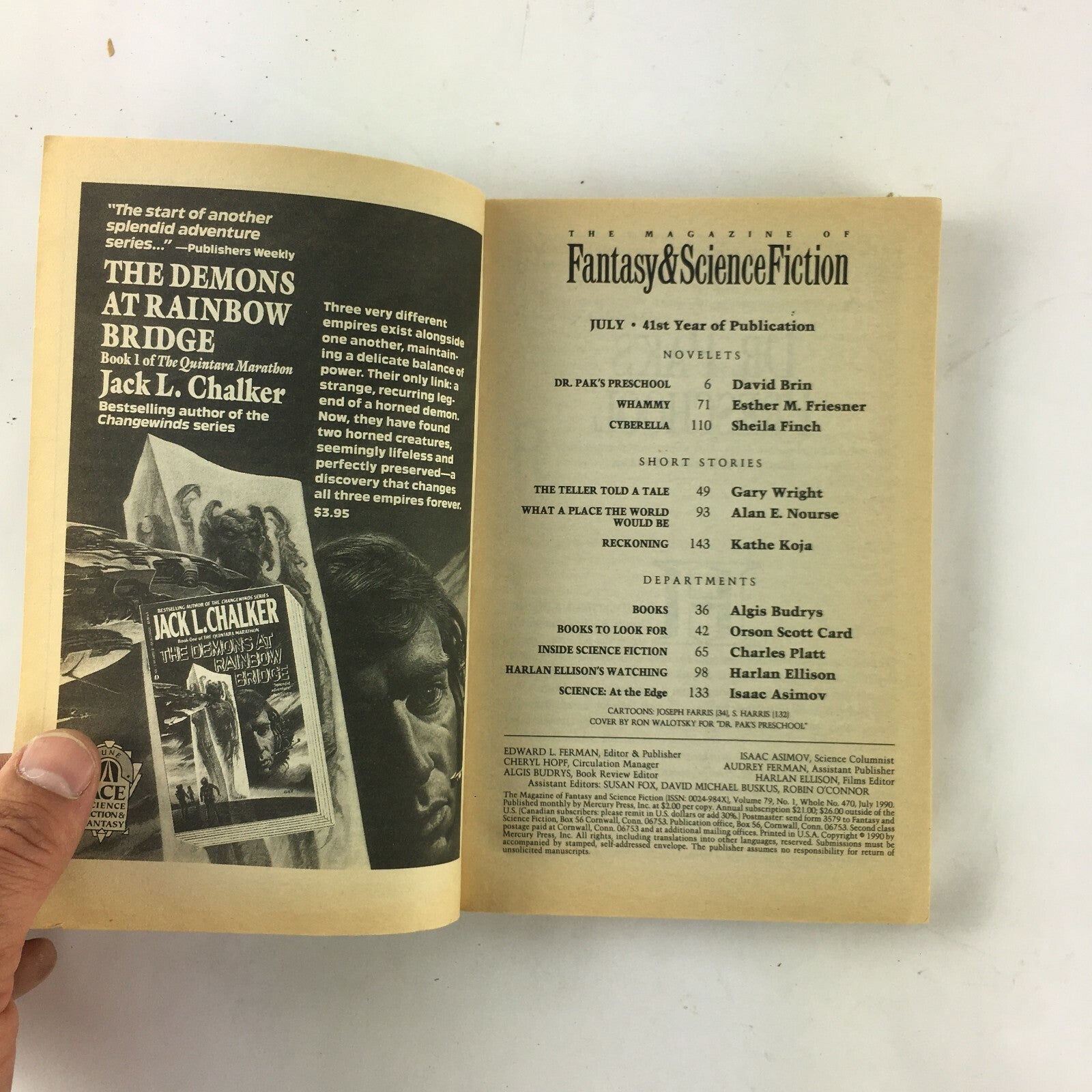 July Fantasy&Science Fiction Magazine Dr.Pak's Preschool David Brin Kathe Koja
